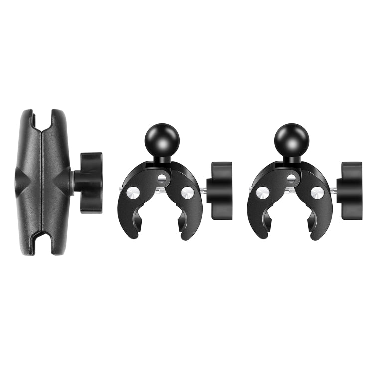 PULUZ Motorcycle Dualheads Crab Clamp Action Camera Handlebar Fixed Mount(Black) - Bicycle Handlebar Mount by PULUZ | Online Shopping South Africa | PMC TechLife