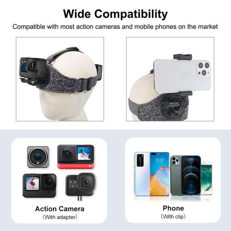 PULUZ Adjustable Head Strap Belt Mount with Phone Clamp & J Hook Mount & Long Screw - Head Belt by PULUZ | Online Shopping South Africa | PMC TechLife