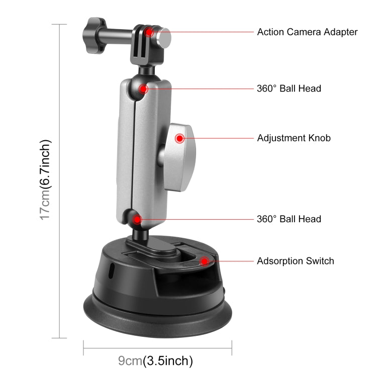 PULUZ Car Suction Cup Arm Mount with Mount Adapter & Long Screw - Helmet Mount by PULUZ | Online Shopping South Africa | PMC TechLife