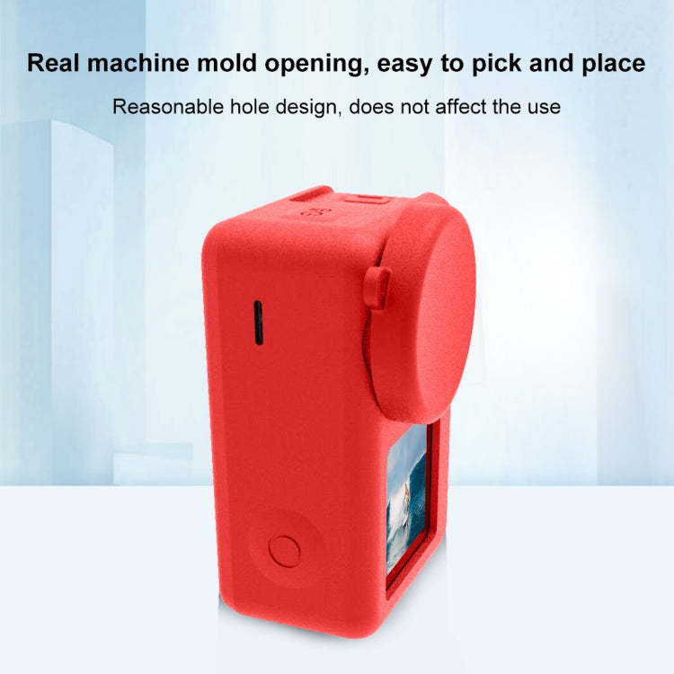For DJI Osmo Action 4 / 3 PULUZ Silicone Protective Case with Lens Cap (Red) -  by PULUZ | Online Shopping South Africa | PMC TechLife