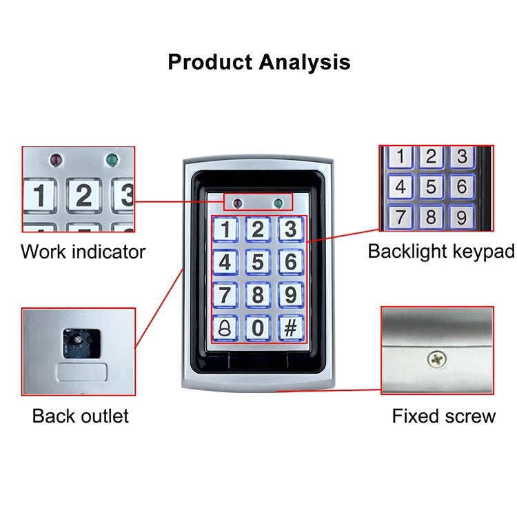 Standalone Keypad Access Control System (7612)(Silver) - Access Controller by PMC TechLife | Online Shopping South Africa | PMC TechLife