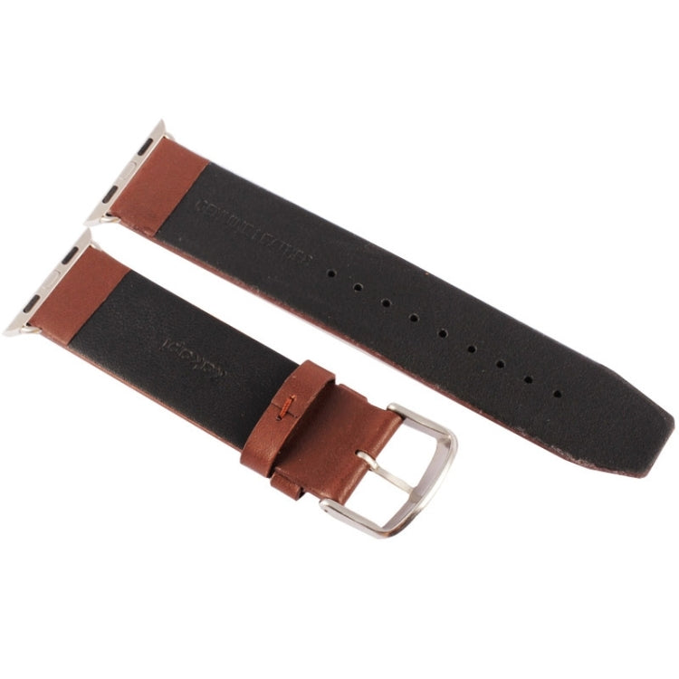 Kakapi for Apple Watch 42mm Subtle Texture Brushed Buckle Genuine Leather Watch Band with Connector(Coffee) - free shipping - PMC TechLife - Order now!