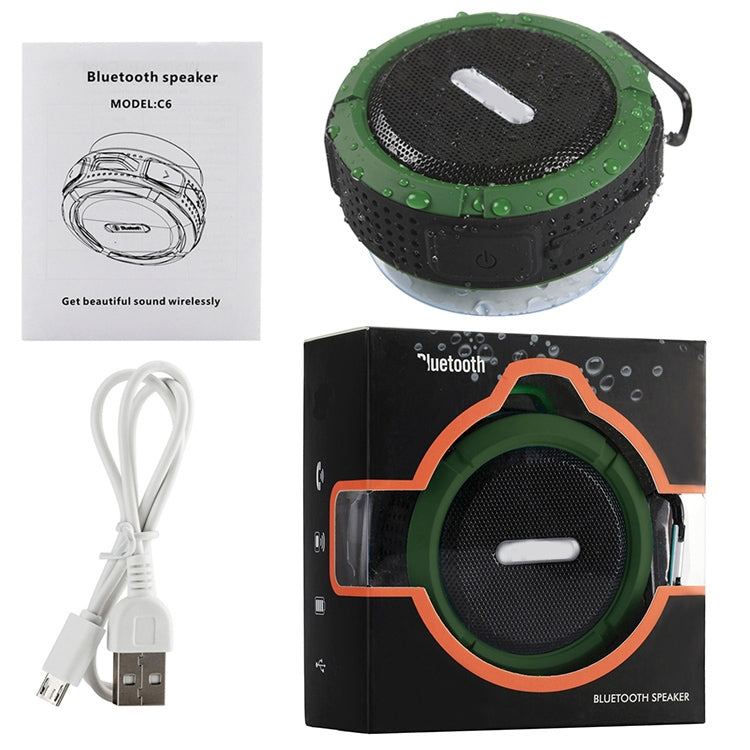 C6 Outdoor Waterproof Bluetooth Speaker with Suction, Support Hands-free Calling(Green) - Waterproof Speaker by PMC TechLife | Online Shopping South Africa | PMC TechLife