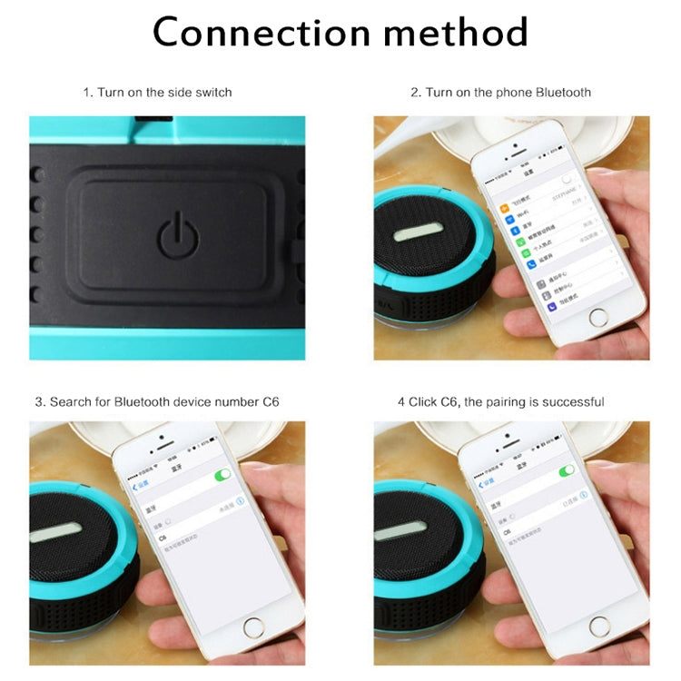 C6 Outdoor Waterproof Bluetooth Speaker with Suction, Support Hands-free Calling(Green) - Waterproof Speaker by PMC TechLife | Online Shopping South Africa | PMC TechLife