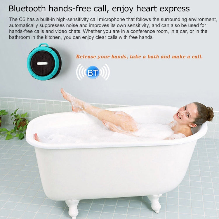 C6 Outdoor Waterproof Bluetooth Speaker with Suction, Support Hands-free Calling(Green) - Waterproof Speaker by PMC TechLife | Online Shopping South Africa | PMC TechLife