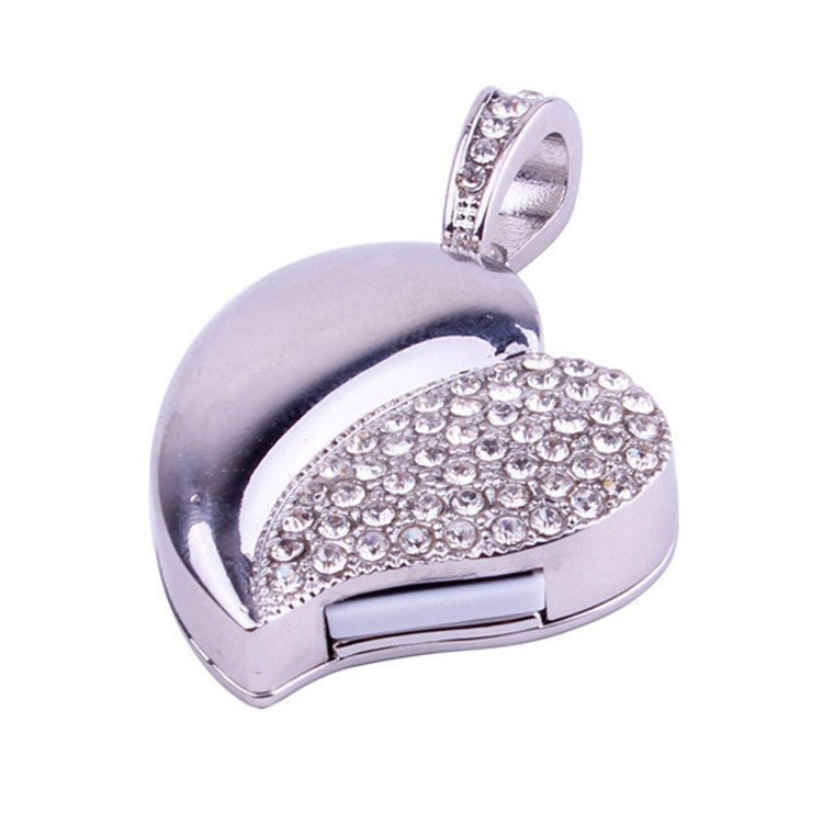 Silver Heart Shaped Diamond Jewelry USB Flash Disk, Special for Valentines Day Gifts (16GB) - USB Flash Drives by PMC TechLife | Online Shopping South Africa | PMC TechLife