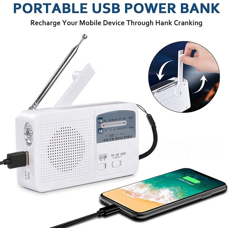 Multi-function Portable Solar / Cranked Dynamo Power LED Flashlight with AM/FM Radio & Mobile Phone Charger - Radio Player by PMC TechLife | Online Shopping South Africa | PMC TechLife