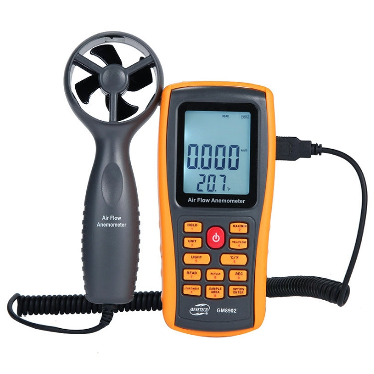 BENETECH GM8902 2.6 Inch LCD Screen Digital Wind Speed Meter Anemometer(Yellow) - free shipping - PMC TechLife - Order now!