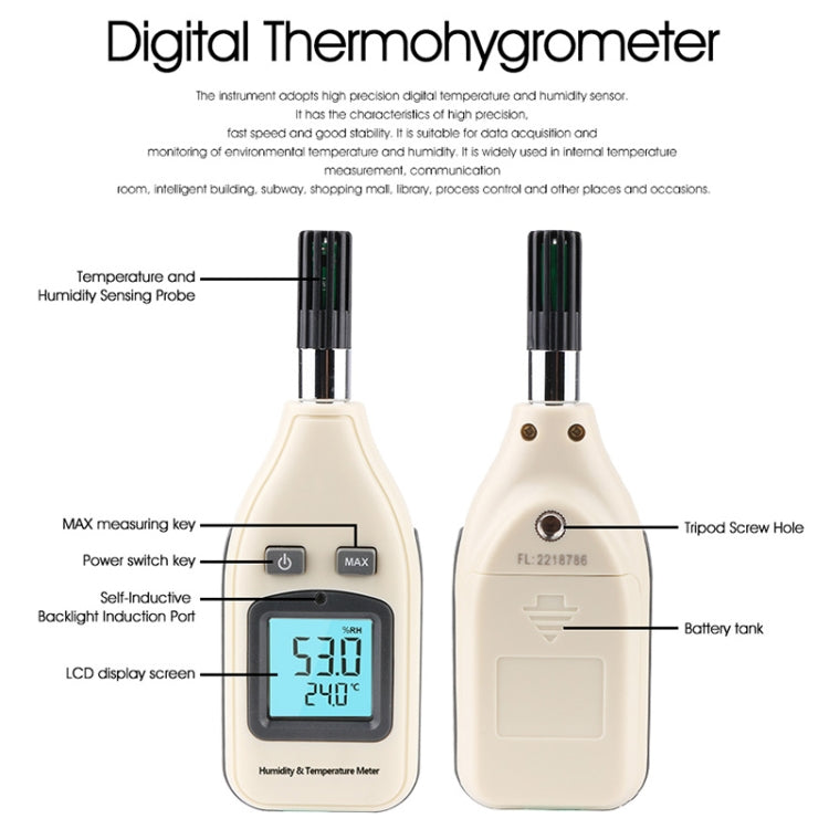 BENETECH GM1362 1.45 Inch Screen Digital Humidity & Temperature Meter(White) - Indoor Thermometer by BENETECH | Online Shopping South Africa | PMC TechLife | Buy Now Pay Later Mobicred