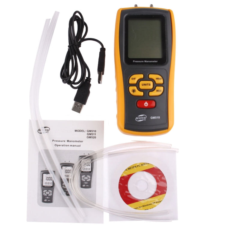 BENETECH GM510 LCD Display Pressure Manometer(Yellow) - free shipping - PMC TechLife - Order now!