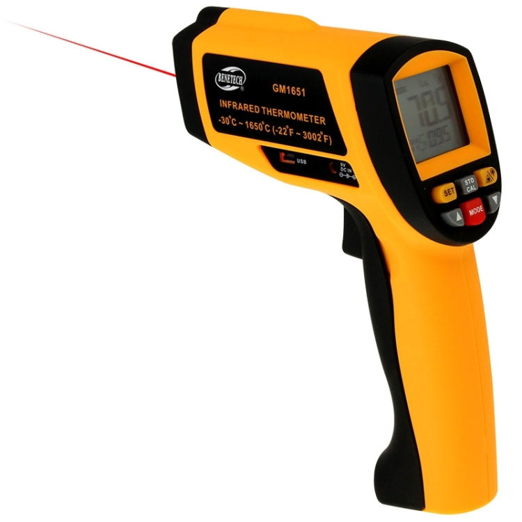 BENETECH GM1651 USB Digital Display Temperature Gun Handheld Infrared IR Thermometer, Measure Range: -30~1650C - free shipping - PMC TechLife - Order now!