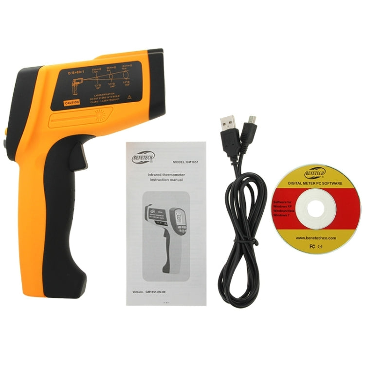 BENETECH GM1651 USB Digital Display Temperature Gun Handheld Infrared IR Thermometer, Measure Range: -30~1650C - free shipping - PMC TechLife - Order now!