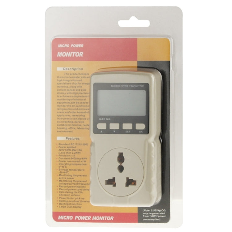 BENETECH GM86 LCD Display MAX 10A Micro Power Monitor Energy Meter, EU Plug - free shipping - PMC TechLife - Order now!