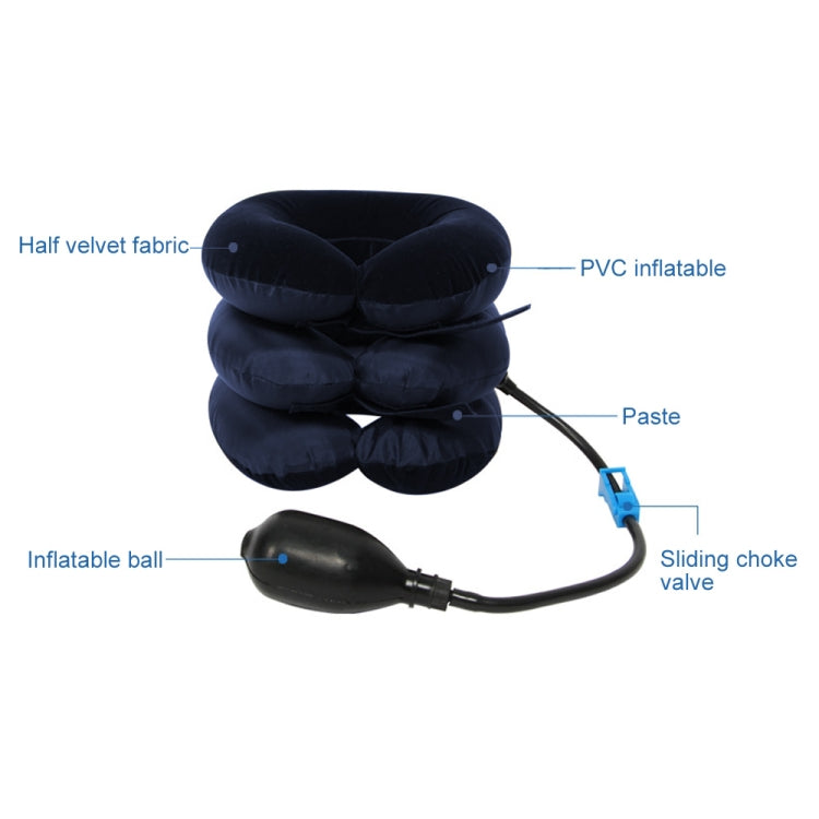 Inflatable Air Cervical Neck Traction Device Soft Head Back Shoulder Neck Ache Massager Headache Pain Relief Relaxation Brace(Dark Blue) - free shipping - PMC TechLife - Order now!