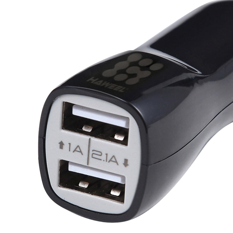 HAWEEL High Quality 2.1A + 1A Dual USB Ports Car Charger(Black) - Car Charger by HAWEEL | Online Shopping South Africa | PMC TechLife | Buy Now Pay Later Mobicred