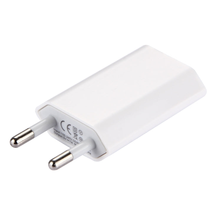 5V / 1A Single USB Port Charger Travel Charger, EU Plug(White) - USB Charger by PMC TechLife | Online Shopping South Africa | PMC TechLife | Buy Now Pay Later Mobicred