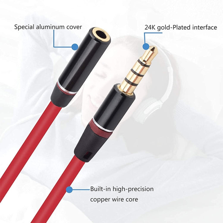 1.2m Aux Audio Cable 3.5mm Male to Female, Compatible with Phones, Tablets, Headphones, MP3 Player, Car/Home Stereo & More(Red) - Cable & Splitter by PMC TechLife | Online Shopping South Africa | PMC TechLife