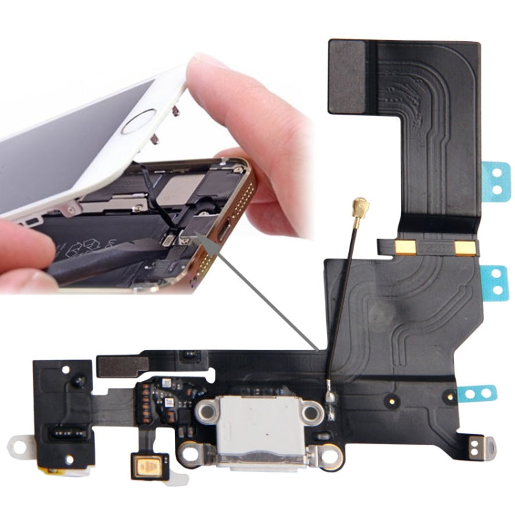 Original Version Tail Connector Charger Flex Cable + Headphone Audio Jack Ribbon Flex Cable for iPhone 5S(White) - iPhone 5 Parts by PMC TechLife | Online Shopping South Africa | PMC TechLife