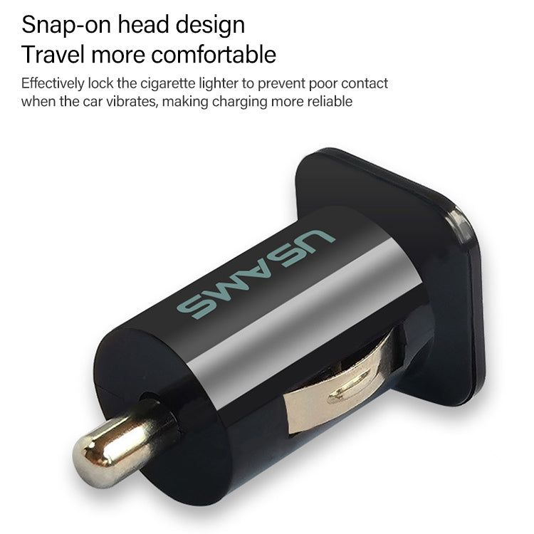 USAMS High Performance 2.1A + 1A Dual USB Port Car Charger for iPad Air 2 & Air & 4, iPhone 6 & 6 Plus & 5C & 5S & 4 & 4S, iPod touch, Galaxy Tablet / Note Series and Other Mobile Phone, Navigators(Black) - Car Charger by USAMS | Online Shopping South Africa | PMC TechLife