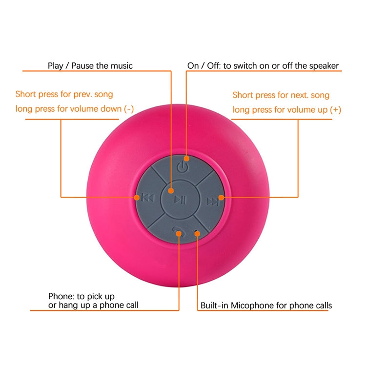 BTS-06 Mini Waterproof IPX4 Bluetooth V2.1 Speaker, Support Handfree Function(Magenta) - Waterproof Speaker by PMC TechLife | Online Shopping South Africa | PMC TechLife