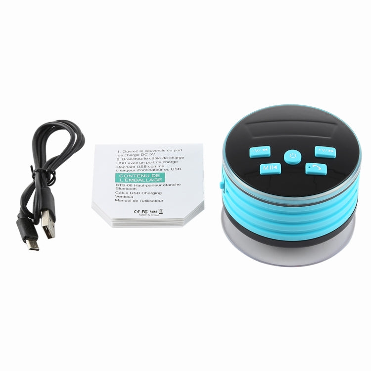 F08 Portable Speaker IPX7 Waterproof Support FM Radio High-fidelity Sound Box Bluetooth Speaker with Suction Cup & LED Light(Blue) - Waterproof Speaker by PMC TechLife | Online Shopping South Africa | PMC TechLife