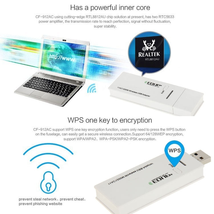 EDUP AC-1601 802.11AC 1200M Dual Band USB 3.0 Wifi Wireless Adapter - free shipping - PMC TechLife - Order now!