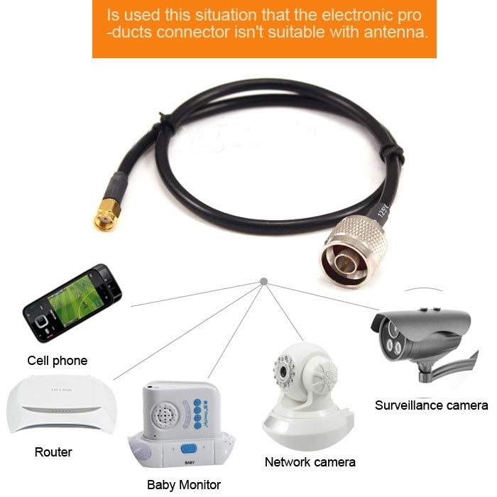 N Male to RP-SMA Converter Cable, Length: 50cm(Black) - N Antenna by PMC TechLife | Online Shopping South Africa | PMC TechLife