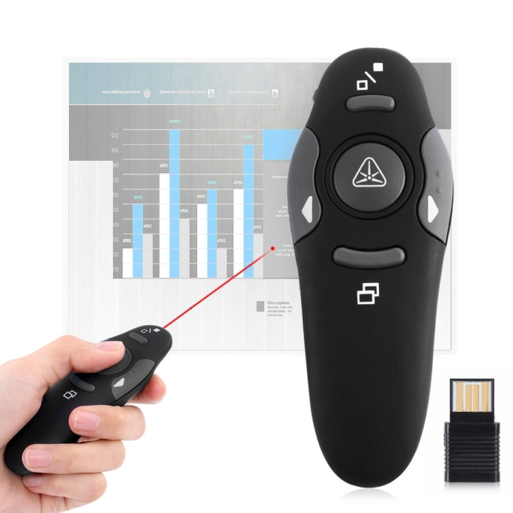 Multimedia Presenter with Laser Pointer & USB Receiver for Projector / PC / Laptop, Control Distance: 15m(Black) -  by PMC TechLife | Online Shopping South Africa | PMC TechLife