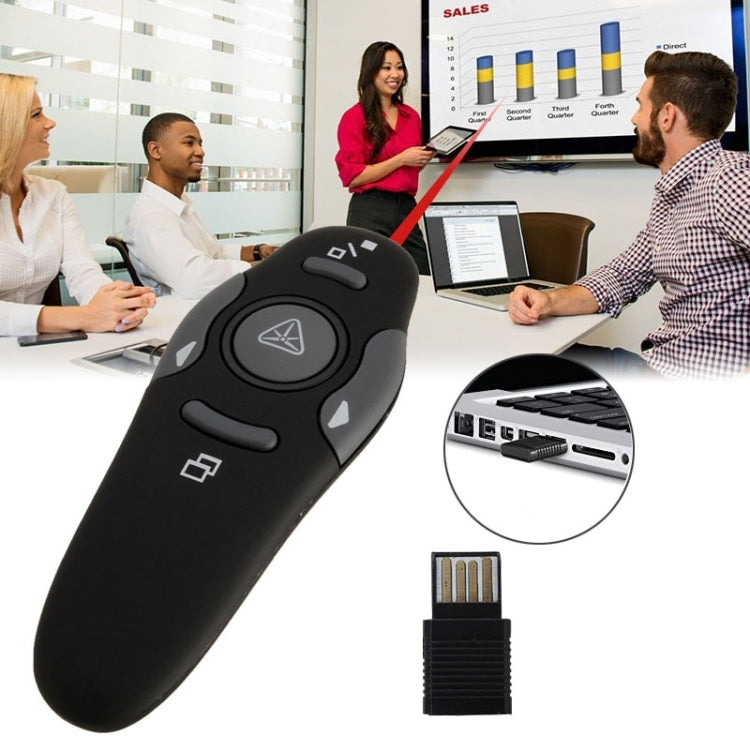 Multimedia Presenter with Laser Pointer & USB Receiver for Projector / PC / Laptop, Control Distance: 15m(Black) -  by PMC TechLife | Online Shopping South Africa | PMC TechLife