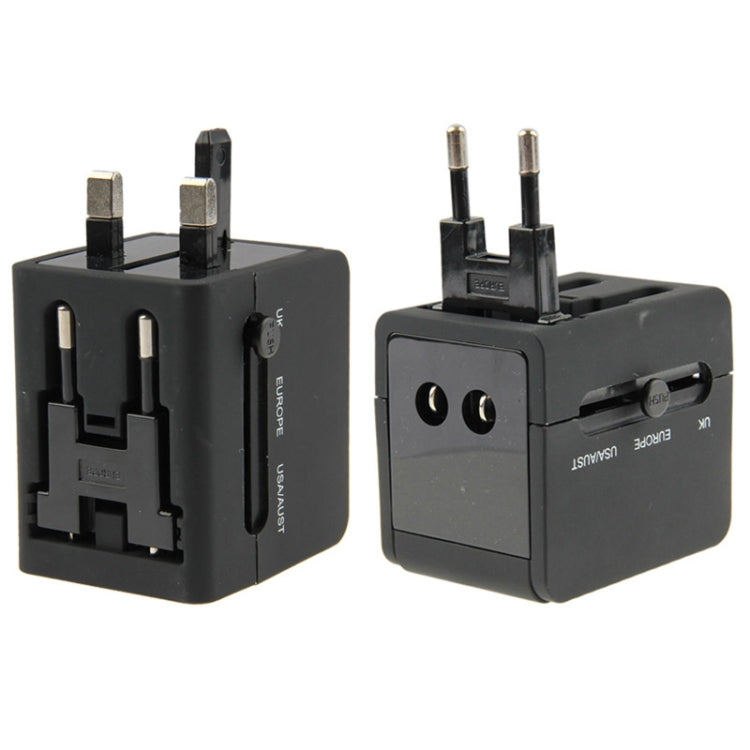 International 2.1A 2-USB EU / AU / UK / US Plug Travel Universal Adaptor(Black) - International Plug Adaptor by PMC TechLife | Online Shopping South Africa | PMC TechLife