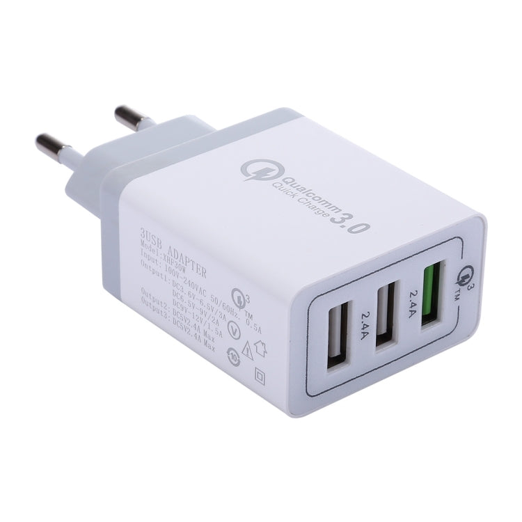 XHF30W 3 QC3.0 USB Fast Charging Wall Charger, EU Plug - free shipping - PMC TechLife - Order now!