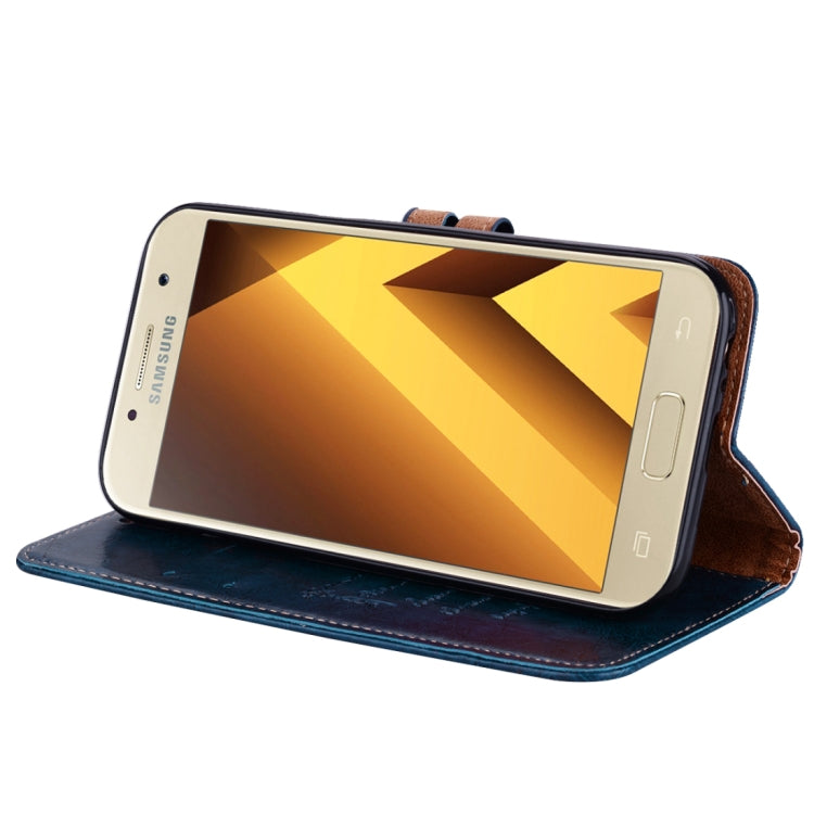 For Samsung Galaxy A5 (2017) Business Style Oil Wax Texture Horizontal Flip Leather Case with Holder & Card Slots & Wallet(Blue) - Galaxy Phone Cases by PMC TechLife | Online Shopping South Africa | PMC TechLife | Buy Now Pay Later Mobicred