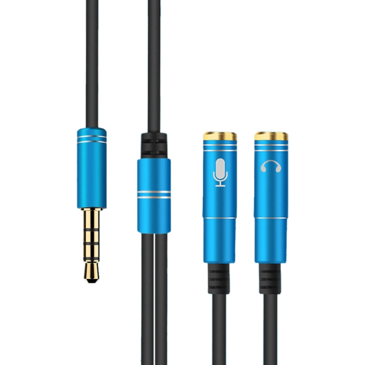 2 in 1 3.5mm Male to Double 3.5mm Female TPE High-elastic Audio Cable Splitter, Cable Length: 32cm(Blue) - Cable & Splitter by PMC TechLife | Online Shopping South Africa | PMC TechLife