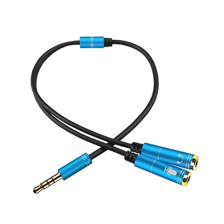 2 in 1 3.5mm Male to Double 3.5mm Female TPE High-elastic Audio Cable Splitter, Cable Length: 32cm(Blue) - Cable & Splitter by PMC TechLife | Online Shopping South Africa | PMC TechLife