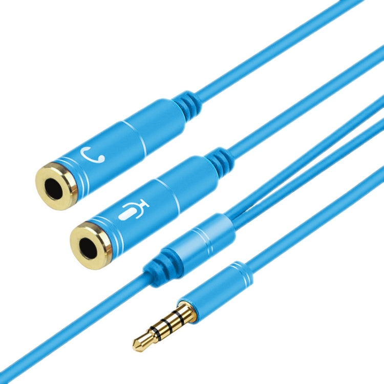 2 in 1 3.5mm Male to Double 3.5mm Female TPE High-elastic Audio Cable Splitter, Cable Length: 32cm(Blue) - Cable & Splitter by PMC TechLife | Online Shopping South Africa | PMC TechLife