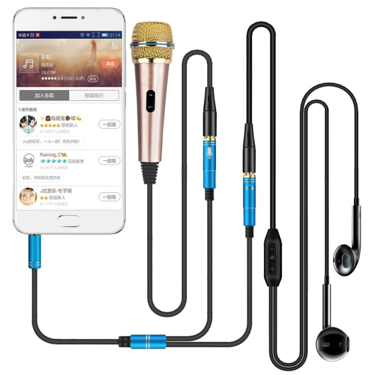 2 in 1 3.5mm Male to Double 3.5mm Female TPE High-elastic Audio Cable Splitter, Cable Length: 32cm(Blue) - Cable & Splitter by PMC TechLife | Online Shopping South Africa | PMC TechLife