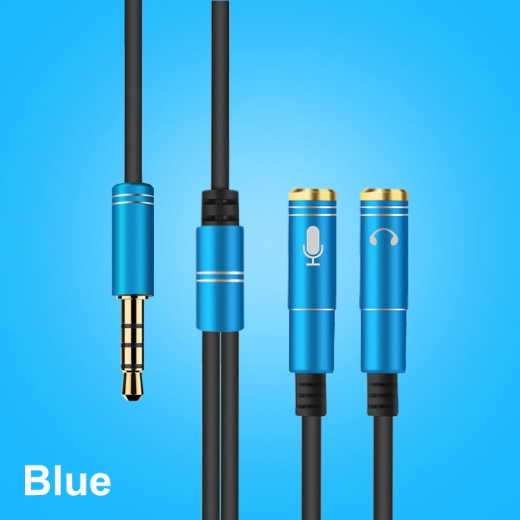 2 in 1 3.5mm Male to Double 3.5mm Female TPE High-elastic Audio Cable Splitter, Cable Length: 32cm(Blue) - Cable & Splitter by PMC TechLife | Online Shopping South Africa | PMC TechLife