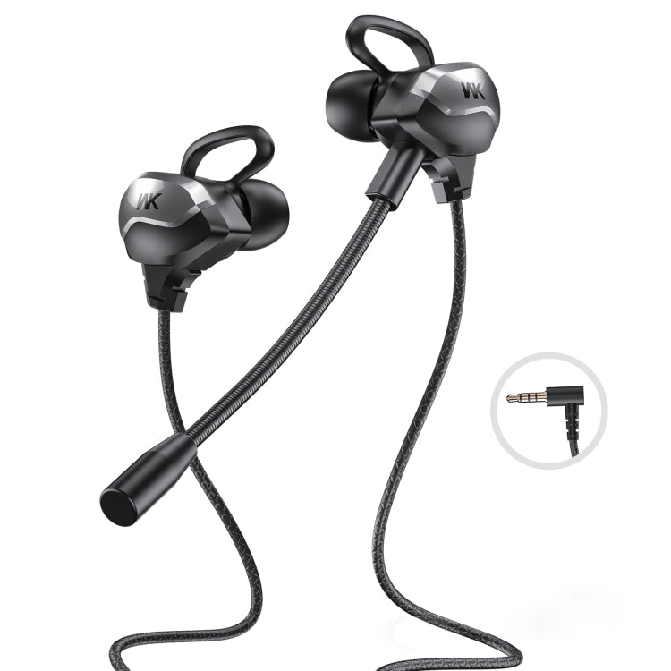 WK ET-Y30 ET Series 3.5mm Elbow In-ear Wired Wire-control Gaming Earphone with Microphone (Black) - Normal Style Earphone by WK | Online Shopping South Africa | PMC TechLife | Buy Now Pay Later Mobicred