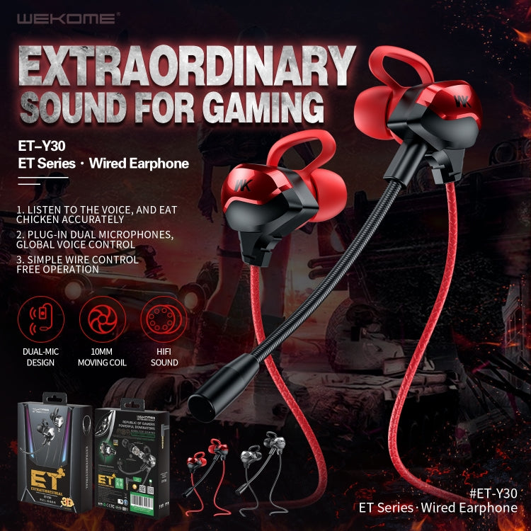 WK ET-Y30 ET Series 3.5mm Elbow In-ear Wired Wire-control Gaming Earphone with Microphone (Black) - Normal Style Earphone by WK | Online Shopping South Africa | PMC TechLife | Buy Now Pay Later Mobicred