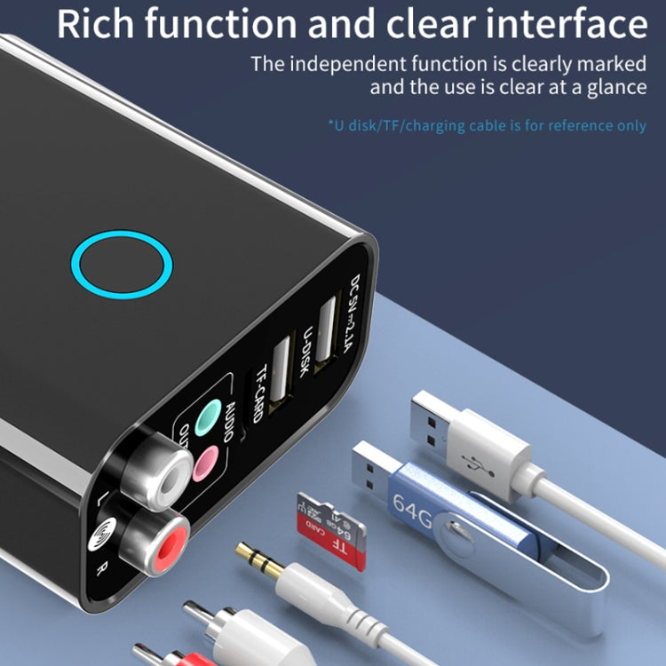 K16 2 in 1 3.5mm AUX + RAC Dual Output Plug-in Bluetooth 5.0 Audio Transmitter Receiver with Remote Control, EU Plug (White) - Audio Receiver Transmitter by PMC TechLife | Online Shopping South Africa | PMC TechLife