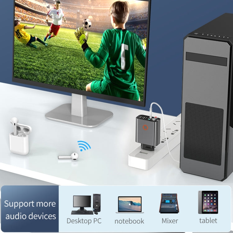 K16 2 in 1 3.5mm AUX + RAC Dual Output Plug-in Bluetooth 5.0 Audio Transmitter Receiver with Remote Control, EU Plug (White) - Audio Receiver Transmitter by PMC TechLife | Online Shopping South Africa | PMC TechLife