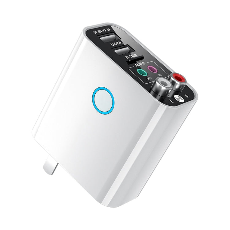 K16 2 in 1 3.5mm AUX + RAC Dual Output Plug-in Bluetooth 5.0 Audio Transmitter Receiver with Remote Control, CN Plug (White) - Audio Receiver Transmitter by PMC TechLife | Online Shopping South Africa | PMC TechLife