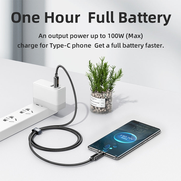 REMAX RC-128a 100W Type-C / USB-C to Type-C / USB-C Intelligent Digital Display Zinc Alloy Braided Charging Data Cable, Length: 1.2m (Tarnish) - USB-C & Type-C Cable by REMAX | Online Shopping South Africa | PMC TechLife | Buy Now Pay Later Mobicred