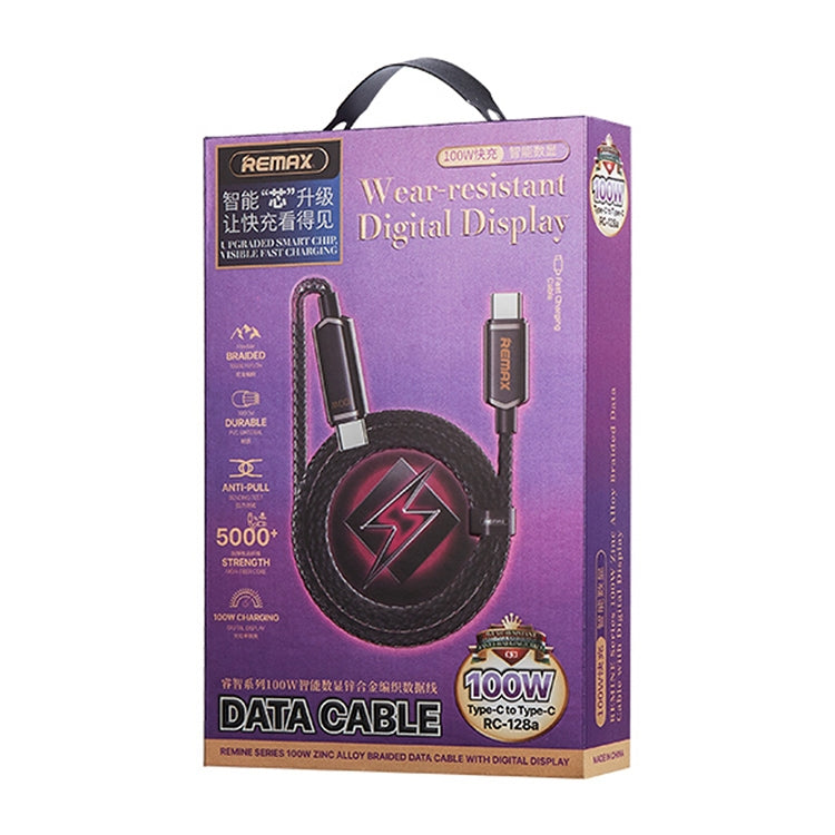 REMAX RC-128a 100W Type-C / USB-C to Type-C / USB-C Intelligent Digital Display Zinc Alloy Braided Charging Data Cable, Length: 1.2m (Tarnish) - USB-C & Type-C Cable by REMAX | Online Shopping South Africa | PMC TechLife | Buy Now Pay Later Mobicred