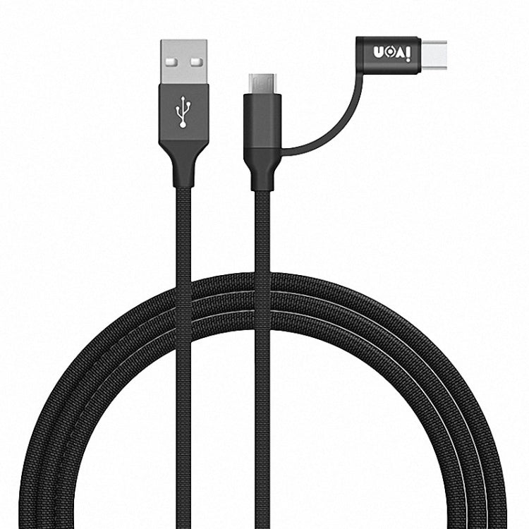 IVON CA52 2.4A USB to Type-C + Micro USB 2 in 1 Charging Sync Data Cable, Length: 1m (Black) - Multifunctional Cable by IVON | Online Shopping South Africa | PMC TechLife | Buy Now Pay Later Mobicred