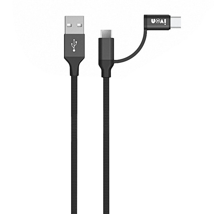 IVON CA52 2.4A USB to Type-C + Micro USB 2 in 1 Charging Sync Data Cable, Length: 1m (Black) - Multifunctional Cable by IVON | Online Shopping South Africa | PMC TechLife | Buy Now Pay Later Mobicred