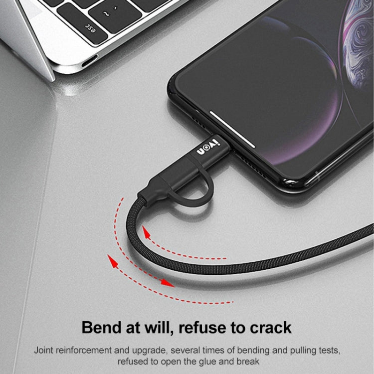 IVON CA52 2.4A USB to Type-C + Micro USB 2 in 1 Charging Sync Data Cable, Length: 1m (Silver) - Multifunctional Cable by IVON | Online Shopping South Africa | PMC TechLife | Buy Now Pay Later Mobicred