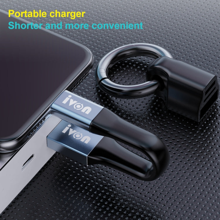 IVON CA90 3.1A Max USB to Micro USB Portable Data Cable with Ring, Length: 14.5cm (Champagne Gold) - Micro USB Cable by IVON | Online Shopping South Africa | PMC TechLife | Buy Now Pay Later Mobicred