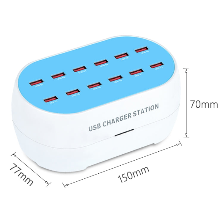 830-12 120W 12 USB Ports Multifunction Smart Charger Station AC100-240V, US Plug(White) - Multifunction Charger by PMC TechLife | Online Shopping South Africa | PMC TechLife