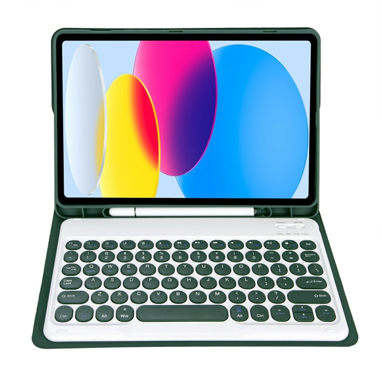 For iPad 11 2025 / 10th Gen 10.9 2022 YA10B Lambskin Texture Bluetooth Keyboard Leather Tablet Case with Pen Slot (Dark Green) - Universal by PMC TechLife | Online Shopping South Africa | PMC TechLife | Buy Now Pay Later Mobicred